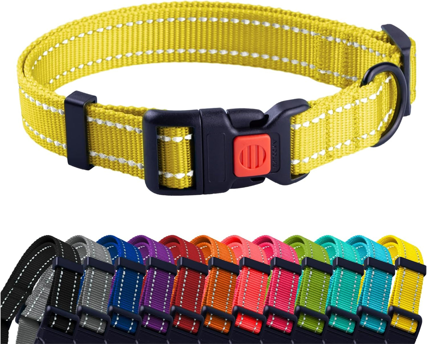 Collardirect Reflective Dog Collar for a Small, Medium, Large Dog or Puppy with a Quick Release Buckle - Boy and Girl - Nylon Suitable for Swimming (10-13 Inch, Orange)